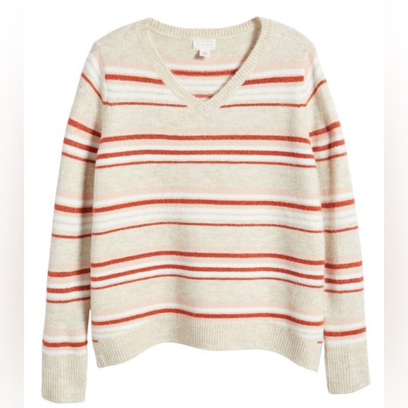 Caslon Sweaters - CASLON Stripe V-Neck Sweater size S NWT
